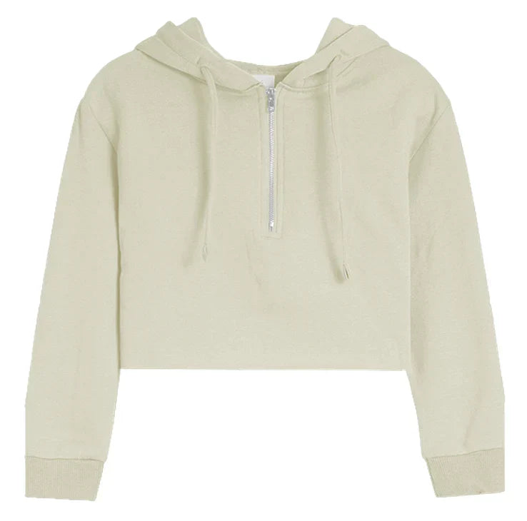 Brushed Soft Cloud Crop Half Zip Hoodie