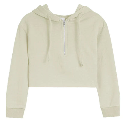Brushed Soft Cloud Crop Half Zip Hoodie